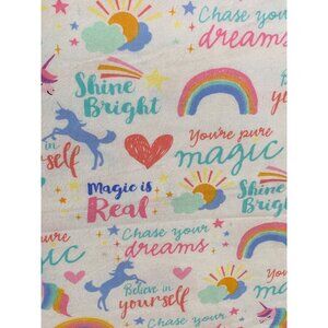 Jo-Ann Snuggle Unicorn Rainbow & Inspirational Text Flannel Fabric 1 yard x 44 I